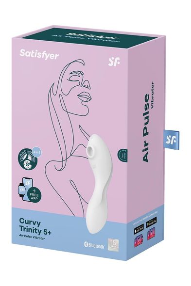 Вакуумный смарт-стимулятор с вибрацией Satisfyer Curvy Trinity 5 (White), управление со смартфона