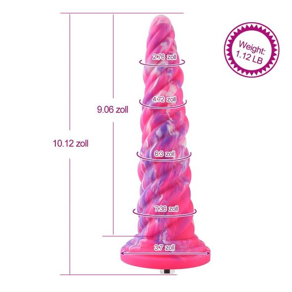 Фантазійний фалоімітатор 10.12″ для секс-машин Hismith Silicone Dildo rose Monster Series, KlicLok