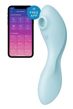 Вакуумный смарт-стимулятор с вибрацией Satisfyer Curvy Trinity 5 (Blue), управление со смартфона