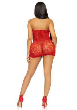 Leg Avenue Rhinestone halter mini dress OS Red
