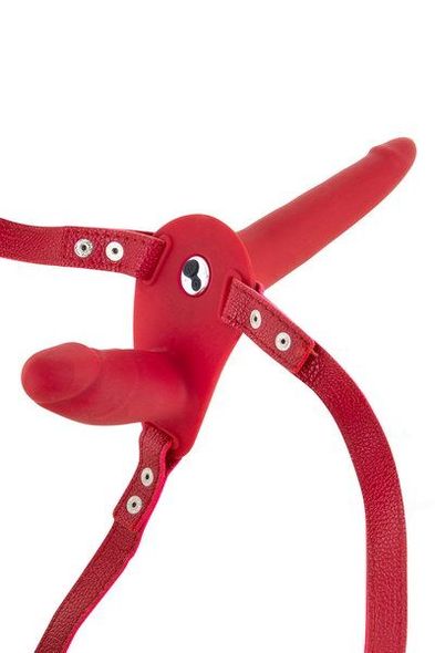 Двойной страпон с вибрацией Fetish Tentation Vibrating Strap-On with Double Dildo Red