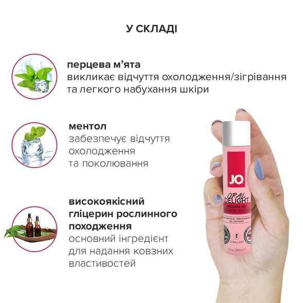 Гель для оральных ласк System JO Oral Delight - Strawberry Sensation (30 мл), эффект холод-тепло