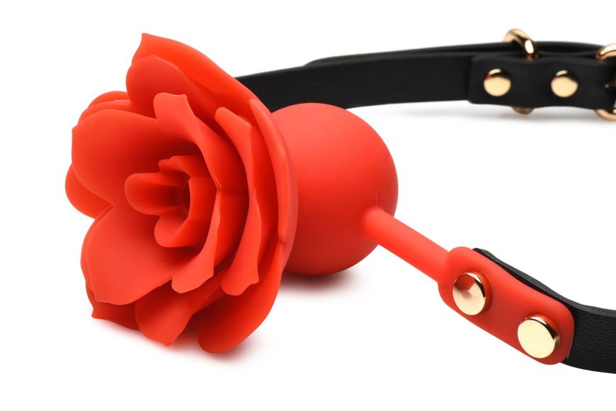 Силіконовий кляп з трояндою Master Series: Blossom Silicone Rose Gag – Red