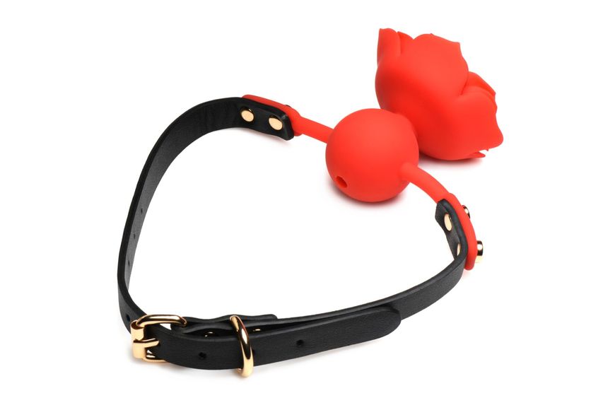 Силіконовий кляп з трояндою Master Series: Blossom Silicone Rose Gag – Red