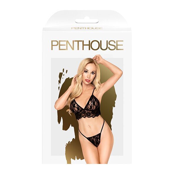 Комплект бралет та стрінги Penthouse - Double Spice Black S/M