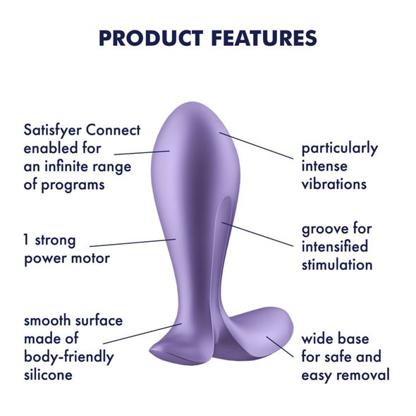 Анальная смарт-пробка с вибрацией Satisfyer Intensity Plug Purple, Бузковий, Бузковий