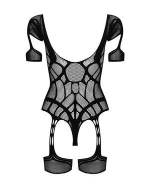 Нейлоновий бодістокінг з імітацією гартер Obsessive Bodystocking G334 S/M/L, black, з доступом