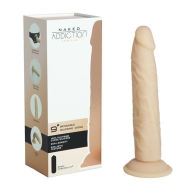 Фалоімітатор Naked Addiction &mdash; 9&Prime; Silicone Dual Density Bendable Dildo Vanilla, віброкуля в подаруно