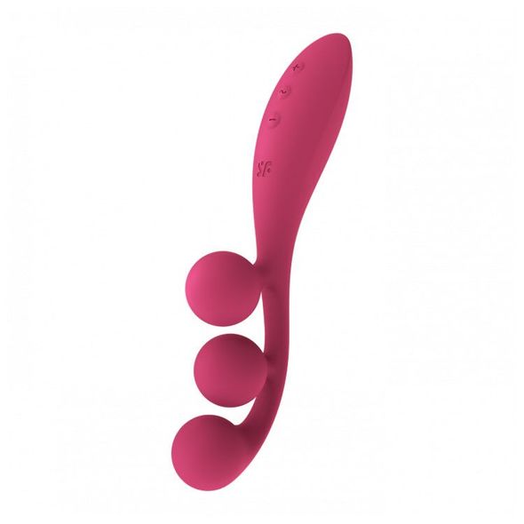 Универсальный вибратор Satisfyer Tri Ball 1, 3 мотора, гнется, Красный, Червоний