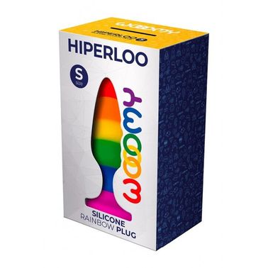 Силиконовая анальная пробка Wooomy Hiperloo Silicone Rainbow Plug S, диаметр 2,4 см, длина 9 см