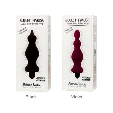 Анальная пробка с вибрацией Adrien Lastic Bullet Amuse Black, макс. диаметр 3,9см, Чорний, Чорний