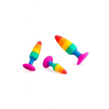 Силиконовая анальная пробка Wooomy Hiperloo Silicone Rainbow Plug S, диаметр 2,4 см, длина 9 см