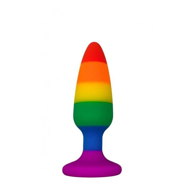 Силіконова анальна пробка Wooomy Hiperloo Silicone Rainbow Plug S, діаметр 2,4 см, довжина 9 см