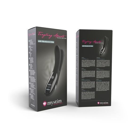 Вибратор двойной с электростимуляцией Mystim Tingling Aparte eStim Black, миостимулятор, Черный, Чорний