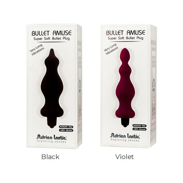 Анальна пробка з вібрацією Adrien Lastic Bullet Amuse Black, макс. діаметр 3,9 см, Чорний, Чорний