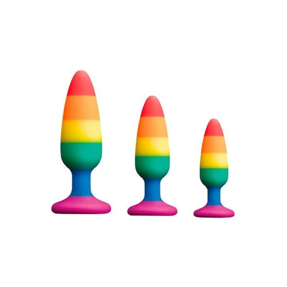 Силиконовая анальная пробка Wooomy Hiperloo Silicone Rainbow Plug S, диаметр 2,4 см, длина 9 см