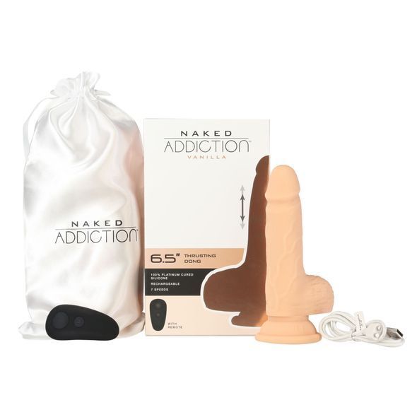 Фалоімітатор-пульсатор Naked Addiction 6.5&Prime; Thrusting Dong With Remote, рухи вперед-назад, пульт ДК
