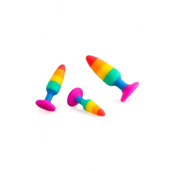 Силіконова анальна пробка Wooomy Hiperloo Silicone Rainbow Plug S, діаметр 2,4 см, довжина 9 см