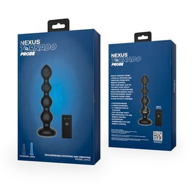 Анальний віброротатор Nexus Tornado Probe Edition Large, діаметр 4,5 см, вібрація + ротація, пульт ДУ
