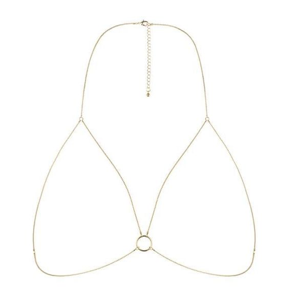 Цепочка портупея Bijoux Indiscrets Magnifique Bra Chain - Gold, украшение на тело