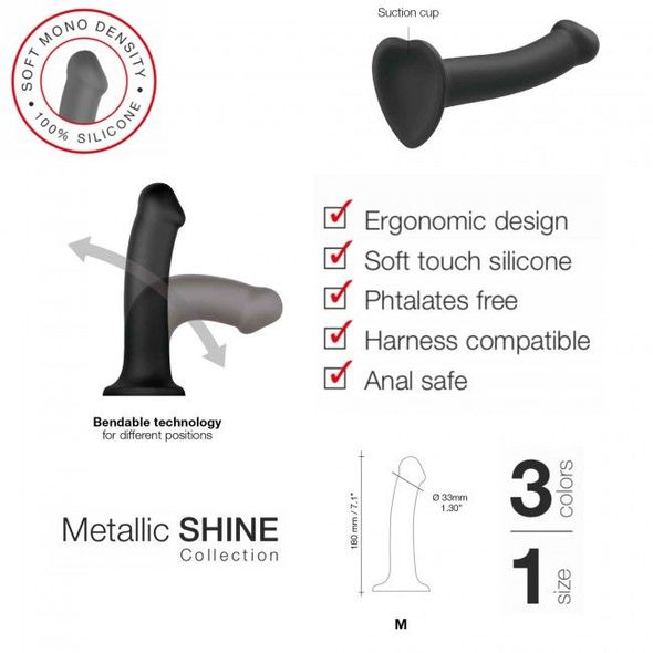 Насадка для страпона Strap-On-Me Mono Density Dildo Violet M, диам. 3,3см, однослойный силикон, гибк