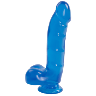 Фалоімітатор Doc Johnson Jelly Jewels Cock & Balls Blue, діаметр 3,6 см, антибактеріальний ПВХ