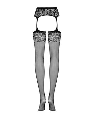 Сітчасті панчохи-стокінги з імітацією гартерів Obsessive Garter stockings S500S/M/L, чорні, з доступ