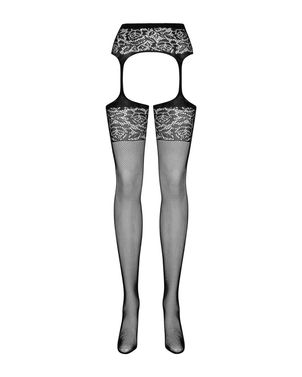 Сітчасті панчохи-стокінги з імітацією гартерів Obsessive Garter stockings S500S/M/L, чорні, з доступ