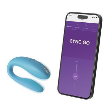 Смарт-вібратор для пар We-Vibe Sync GO, тревел-кейс, пульт ДК, Блакитний