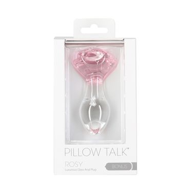 Стеклянная анальная пробка Pillow Talk Rosy Luxurious Glass Anal Plug, ⌀3,3 см, вибропуля в подарок