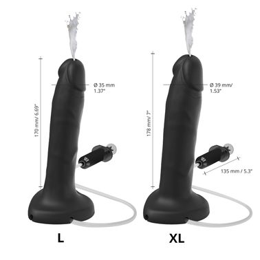 Фалоімітатор, що кінчає Strap-On-Me Squirting Cum Dildo Realistic Black, діам. 3,5 см, силікон