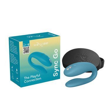 Смарт-вібратор для пар We-Vibe Sync GO, тревел-кейс, пульт ДК, Блакитний