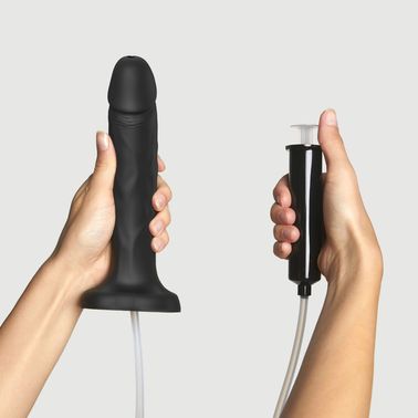 Кончающий фаллоимитатор Strap-On-Me Squirting Cum Dildo Realistic Vanilla, диам. 3,5 см, силикон, Чорний, S, Чорний