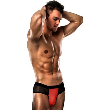 Мужские трусики с красным гульфиком Passion 007 THONG red L/XL