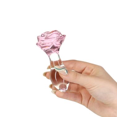 Стеклянная анальная пробка Pillow Talk Rosy Luxurious Glass Anal Plug, ⌀3,3 см, вибропуля в подарок