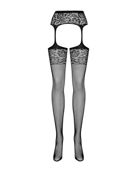 Сітчасті панчохи-стокінги з імітацією гартерів Obsessive Garter stockings S500S/M/L, чорні, з доступ