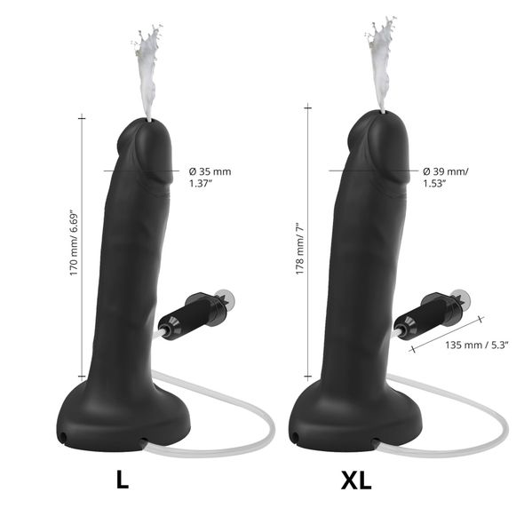 Кончающий фаллоимитатор Strap-On-Me Squirting Cum Dildo Realistic Vanilla, диам. 3,5 см, силикон, Чорний, S, Чорний