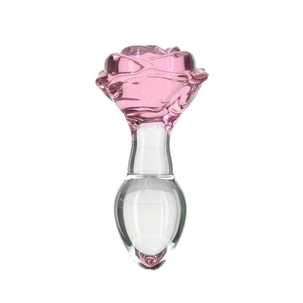 Скляна анальна пробка Pillow Talk Rosy Luxurious Glass Anal Plug, ⌀3,3 см, віброкуля в подарунок