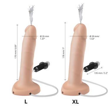 Кончающий фаллоимитатор Strap-On-Me Squirting Cum Dildo Realistic Vanilla, диам. 3,5 см, силикон, Тілесний, S, Тілесний