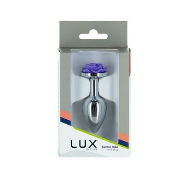 Металлическая анальная пробка Lux Active с розой - Rose Anal Plug - Purple, вибропуля в подарок