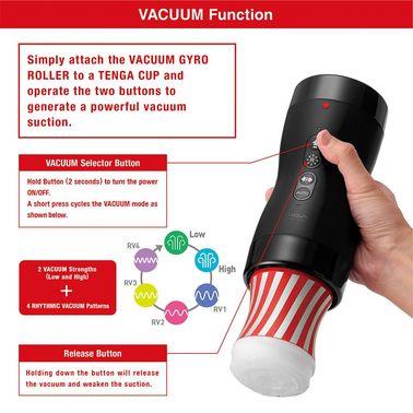 Автоматичний мастурбатор Tenga VACUUM GYRO ROLLER, ротація та вакуум, сумісний з Tenga Cup