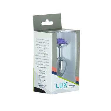 Металлическая анальная пробка Lux Active с розой - Rose Anal Plug - Purple, вибропуля в подарок