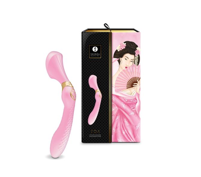 Вибромассажер Shunga Zoa Light Pink, двусторонний