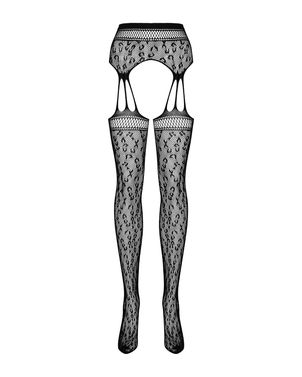 Сітчасті панчохи-стокінги під леопард Obsessive Garter stockings S817 S/M/L, імітація гартерів, з до