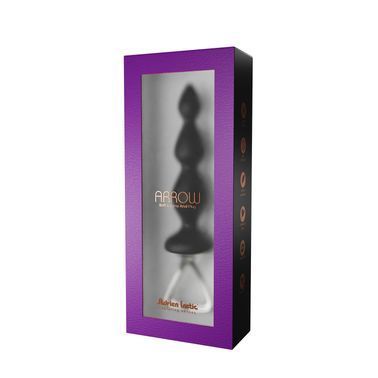 Анальний ланцюжок Adrien Lastic Arrow II, чорний, силіконовий, гнучкий, з металевою ручкою, діаметр 3,2 см