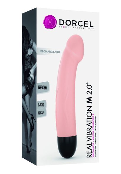 Вибратор Dorcel Real Vibration M Flesh 2.0, диам 3,7см, перезаряжаемый, для точки G, Тілесний, M, Тілесний