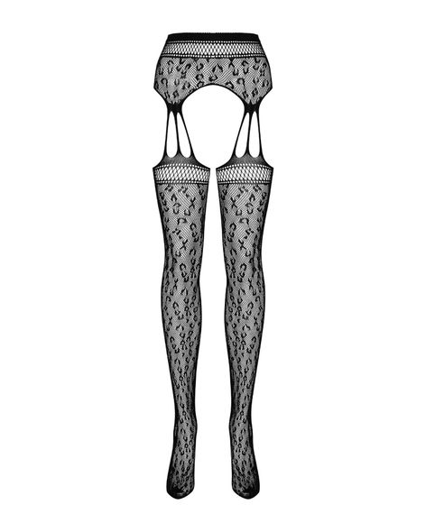 Сітчасті панчохи-стокінги під леопард Obsessive Garter stockings S817 S/M/L, імітація гартерів, з до