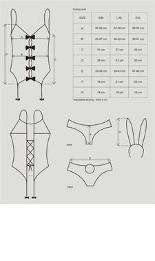 Эротический костюм зайки Obsessive Bunny suit 4 pcs costume pink S/M, розовый, топ с подвязками, тру