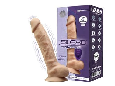 Фалоімітатор з вібрацією SilexD Vetus Vibro Flesh (MODEL 1 size 8in) + LRS, двошаровий, діаметр 4,2