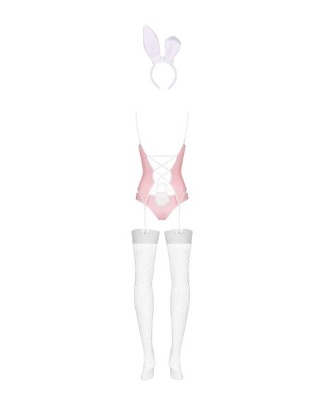 Еротичний костюм зайчика Obsessive Bunny suit 4 pcs costume pink S/M, рожевий, топ з підв’язками, тр